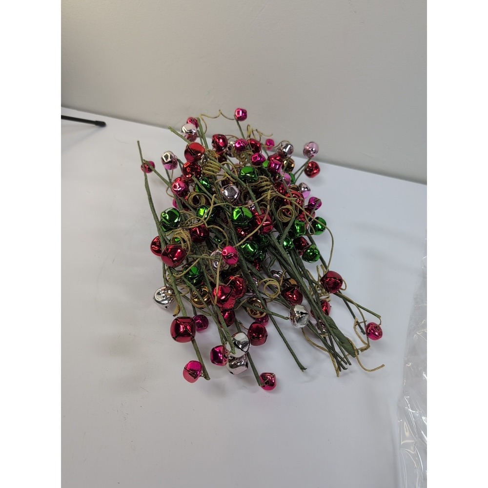 Lot of 12 Christmas Tree Ornament Picks Silver Red Pink Green Gold Holiday Decor